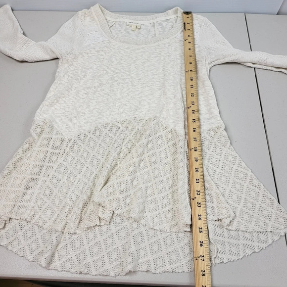 Anthro Meadow Rue Ivory Limay Lightweight Skirted Sweater SZ Small - Picture 11 of 12